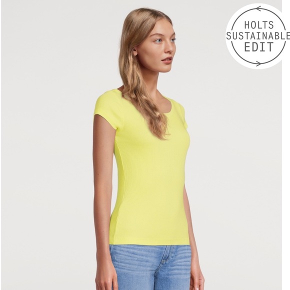 NEW Agolde 90s Scoopneck Fitted Rib Tee in Tarte - Picture 1 of 7